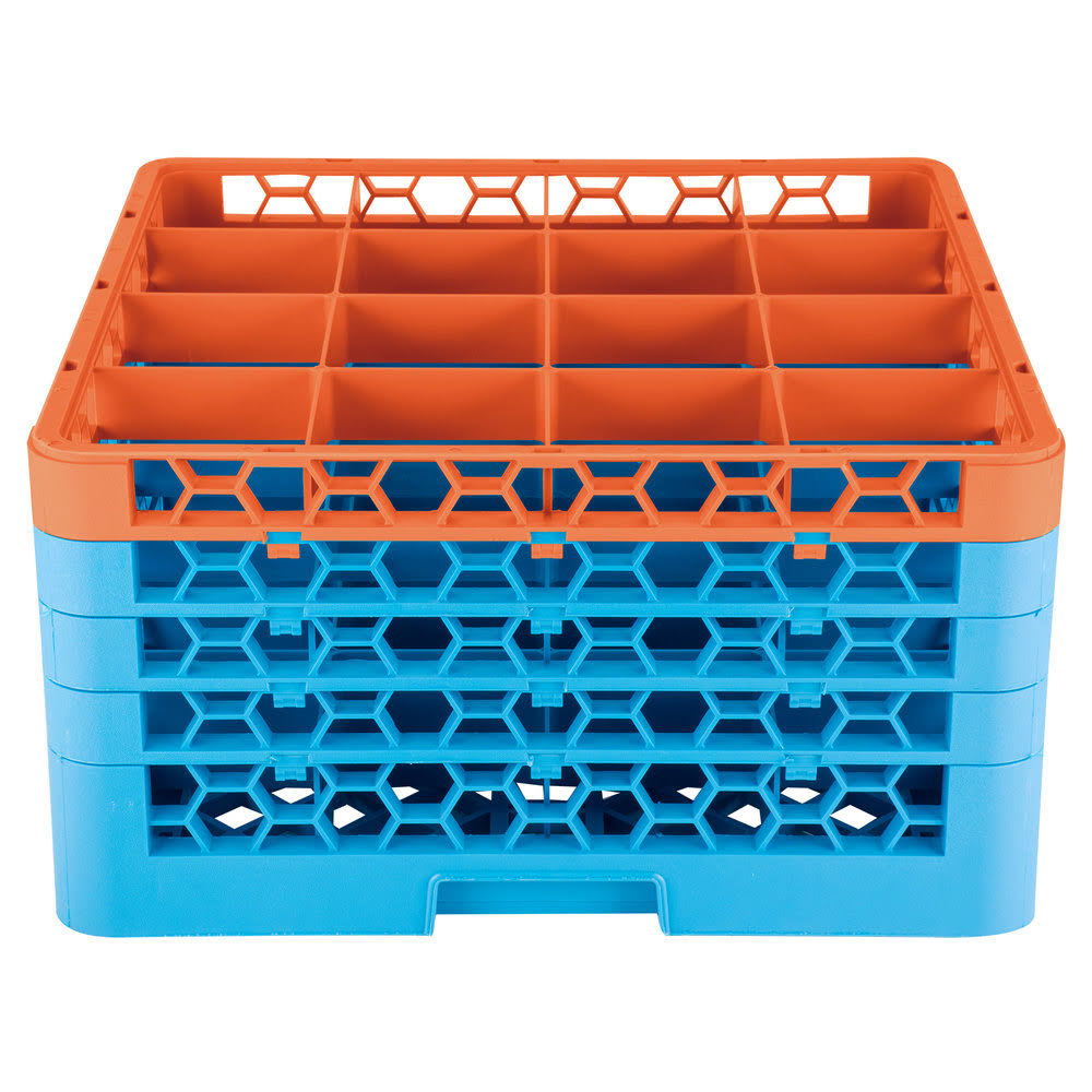 16 Compartment Orange Glass Rack with 4 Extenders P2363