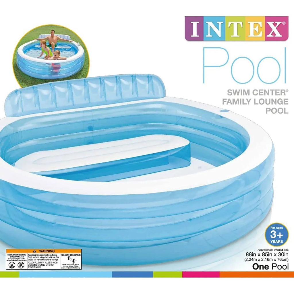 Intex Family Lounge Inflatable Pool, 88''x85''x30'', Blue S354