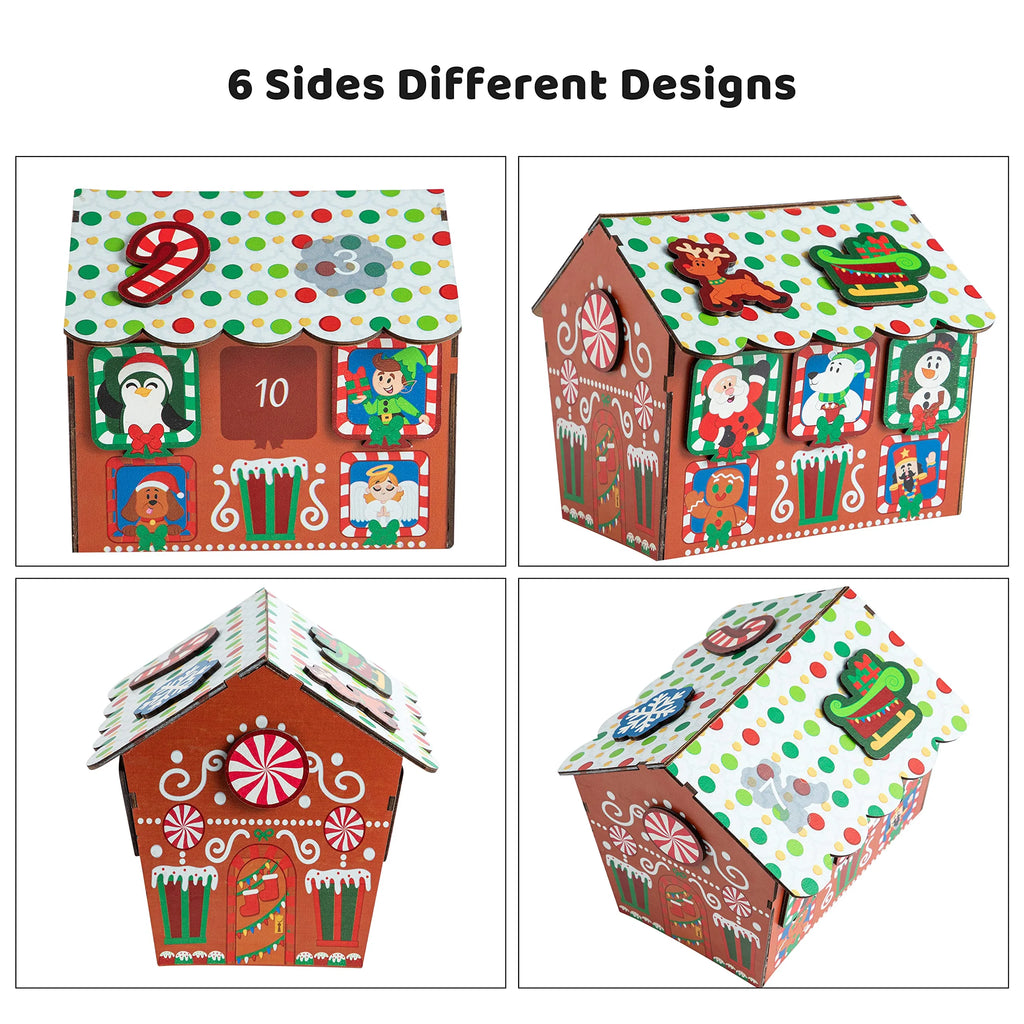 12 Day Countdown to Christmas Wooden Advent Calendar Magnetic Gingerbread House C512730
