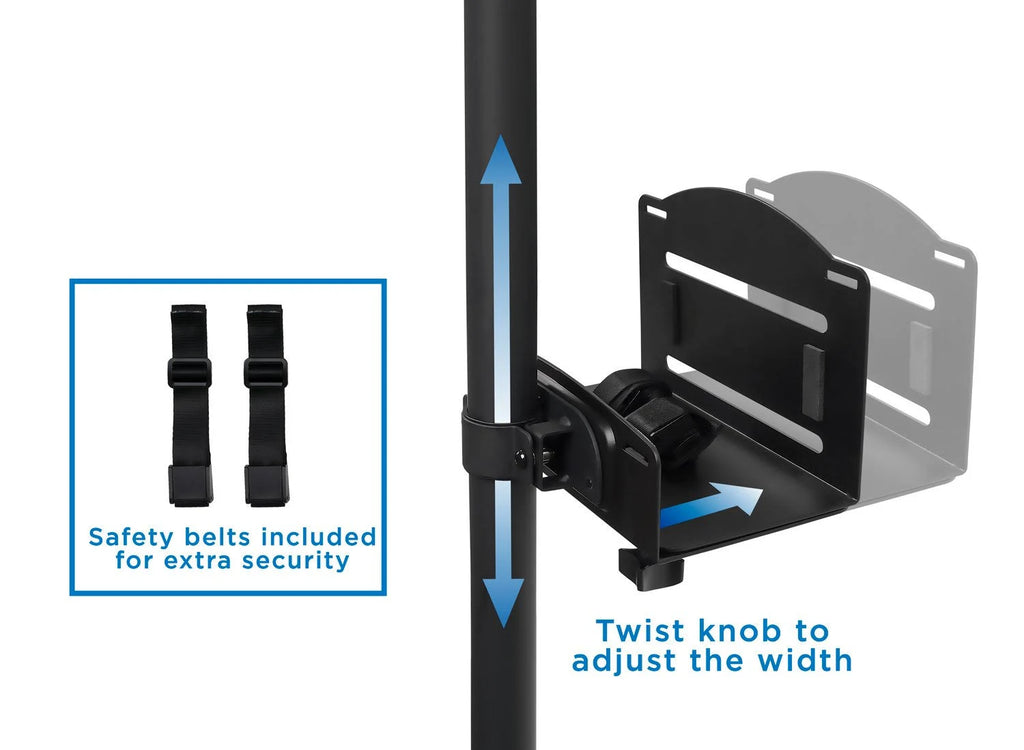 Black Mobile Cart with Monitor Mount and CPU Holder N455