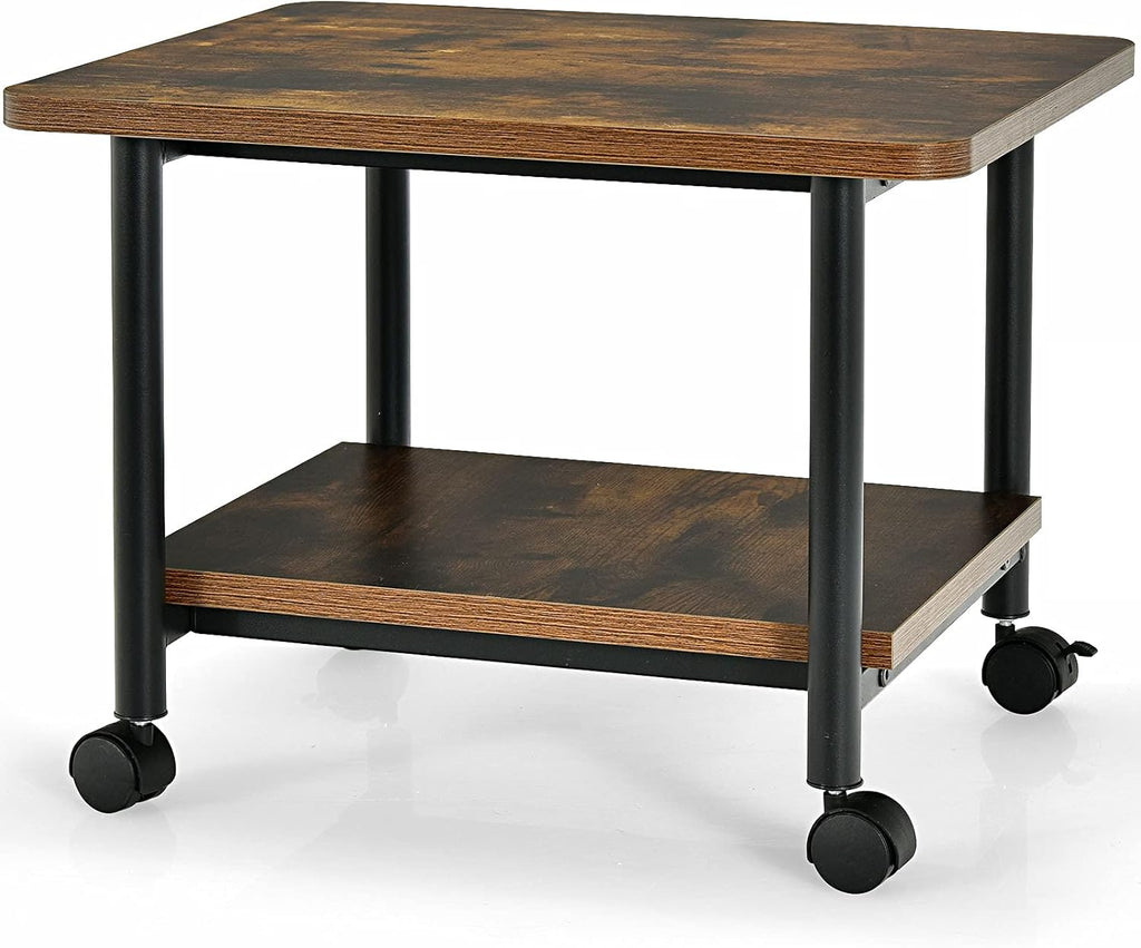2-Tier Rolling Printer Cart with 2 Storage Shelves V918