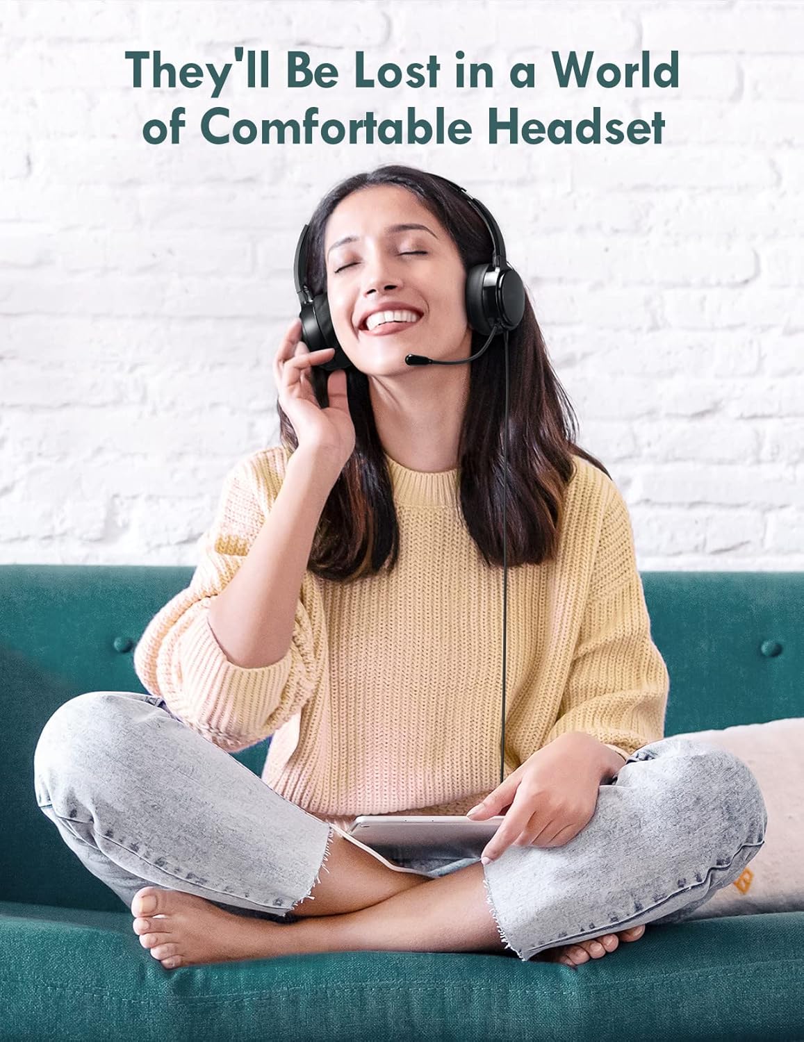 USB Headset with Microphone, Noise Canceling, Volume Control, Lightweight, Pack of 2 C838109