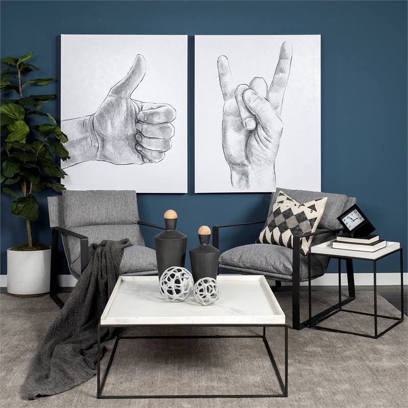 Castlerock Gray Metal Frame Sling Accent Chair P45567