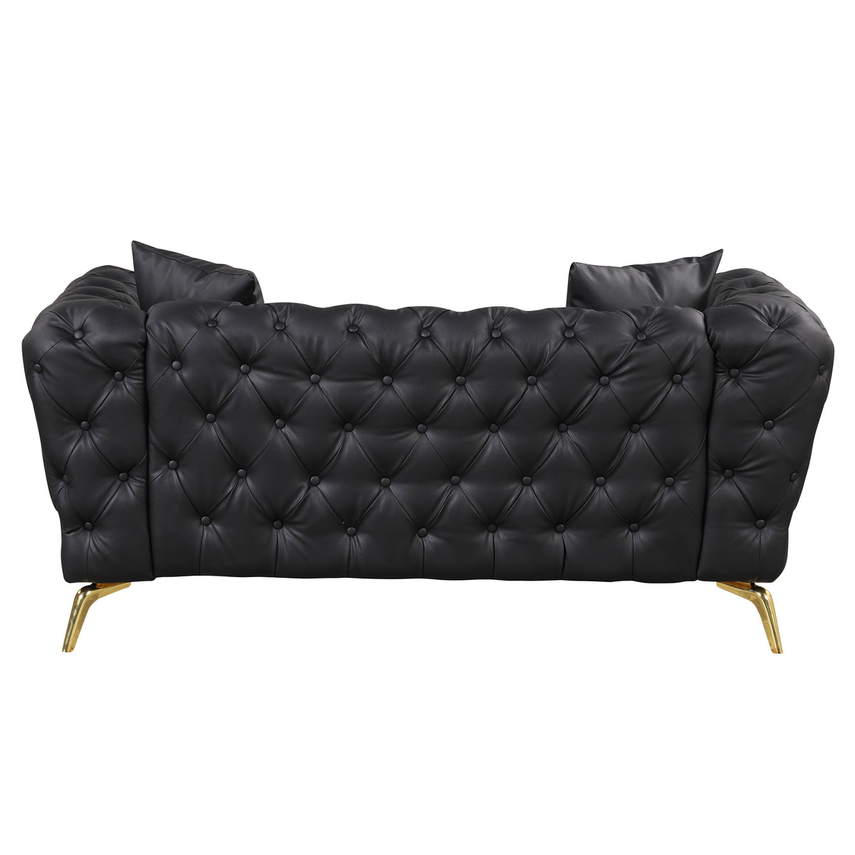 Black PU Upholstered Loveseat Sofa with Metal Legs O94779