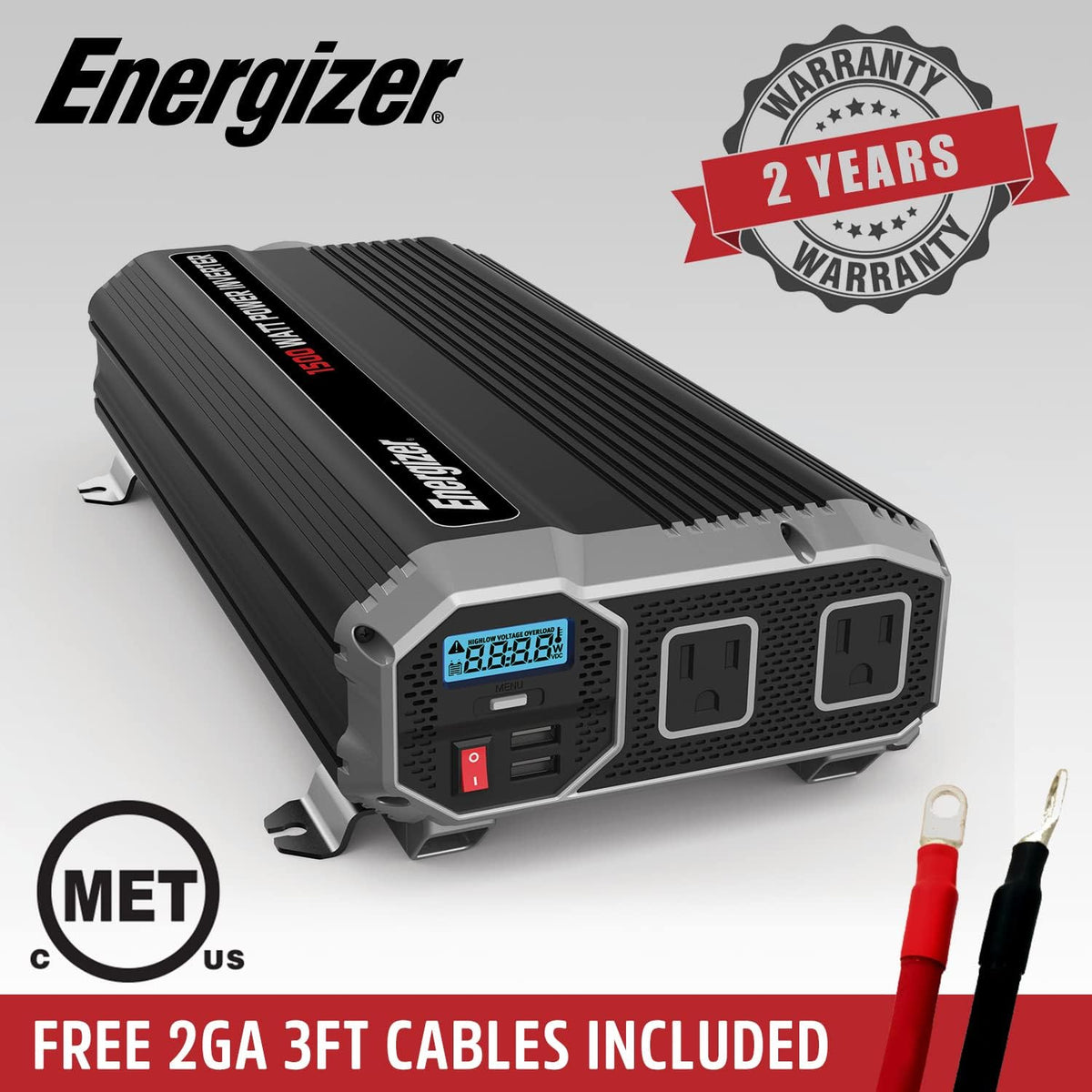 1500 Watts Power Inverter, 12v to 110v, Two AC Outlets, Two USB Ports D7249