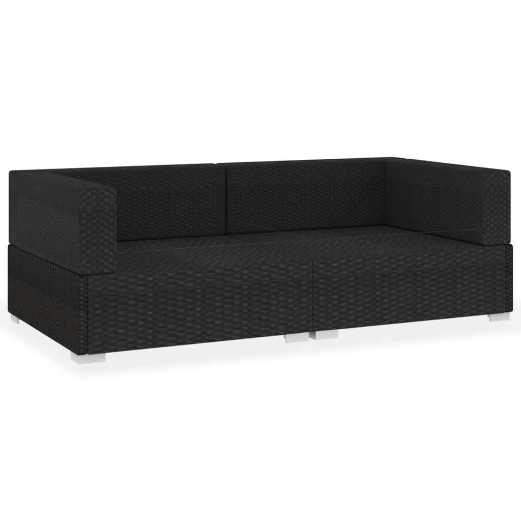 Black Poly Rattan Patio Sofa Set with Cushions K277818