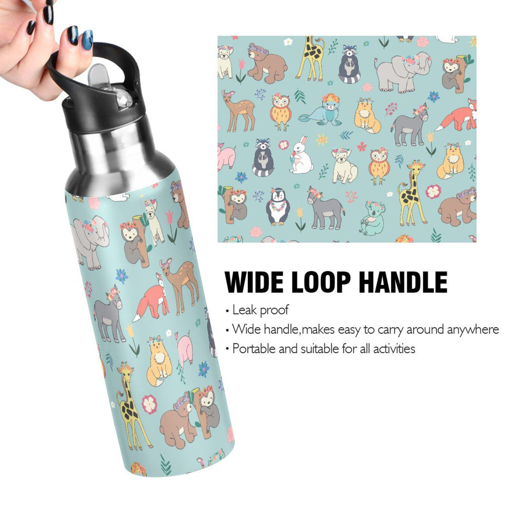 Green Stainless Steel Vacuum Insulated Water Bottle with Straw Lid 20 OZ S529