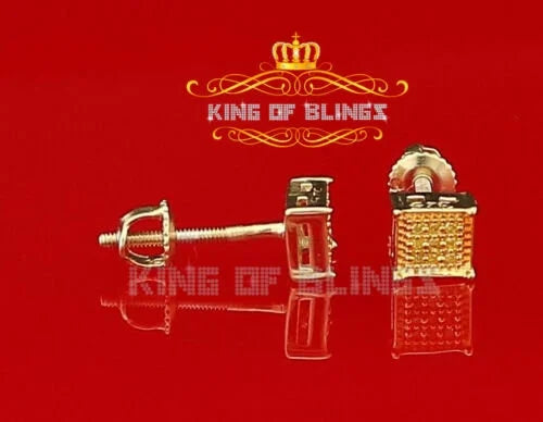 0.05ct Diamond Yellow 925 Sterling Silver Square Stud Earrings E3693