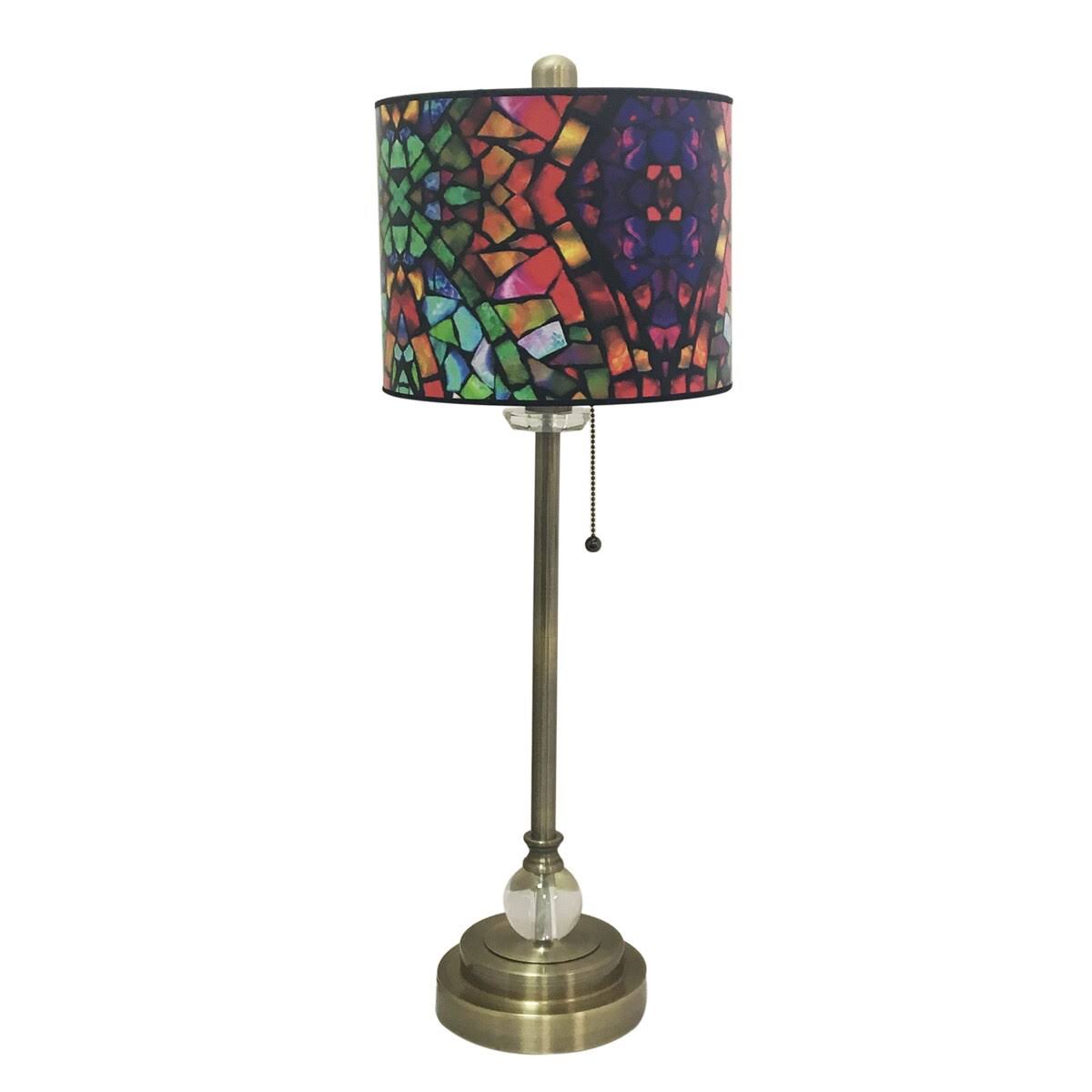 Buffet Lamp with Mosaic Stained Glass Shade, Set of 2 D7187