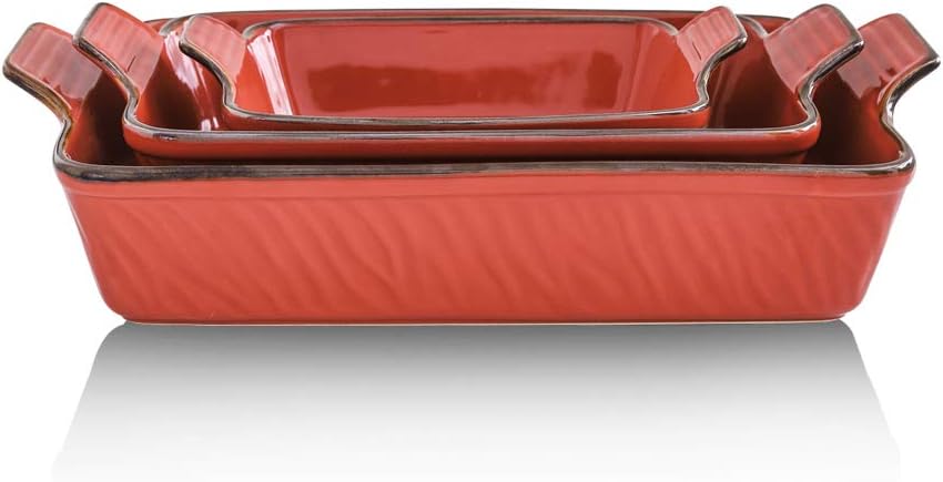 3 Piece Ceramic Bakeware Set, 9 x 13 Inches, Dark Blue Y360532