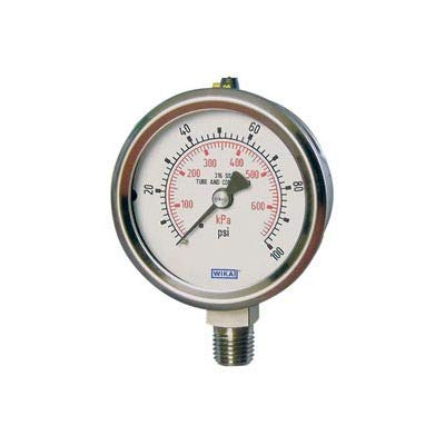 Bourdon Tube Pressure Gauge, 0 to 30 psi, 2.5" Dial, 1/4 NPT(M), Pack of 2 N204464