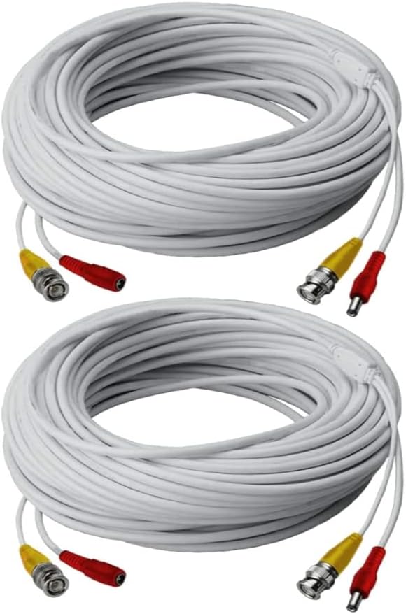 White 250-Feet Power Accessory Cable for Analog Security Camera (2-Pack) D678