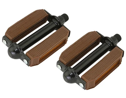Brown and Black PVC Bike Pedals 9/16" K5747