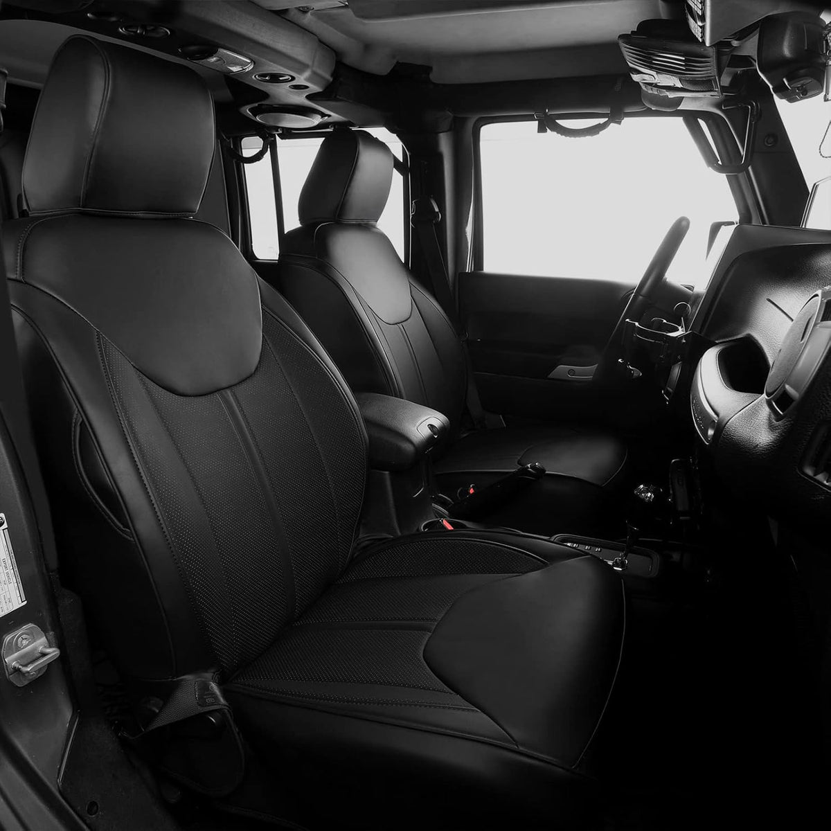 PU Leather Car Seat Covers for Wrangler JK 4 Door, Black Red Y30136