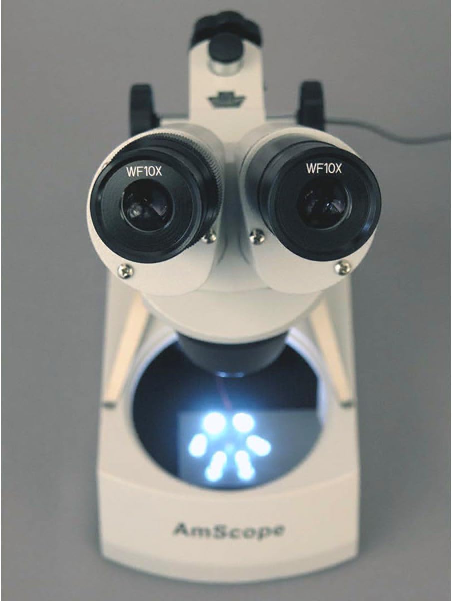 Binocular Stereo Microscope, WF10x and WF20x Eyepieces, 20X/40X/80X Magnification, LED Lighting C8638