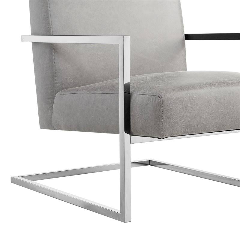 PU Leather Accent Chair Light Grey/Chrome E4997