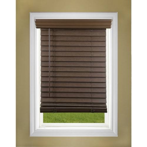Cordless Faux Wood Blind, Dark Oak, 42 x 64 S967