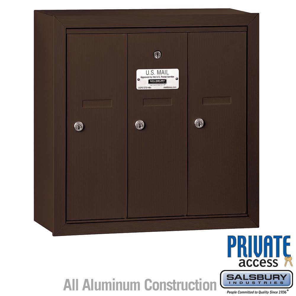 Bronze 3 Door Vertical Mailbox O569