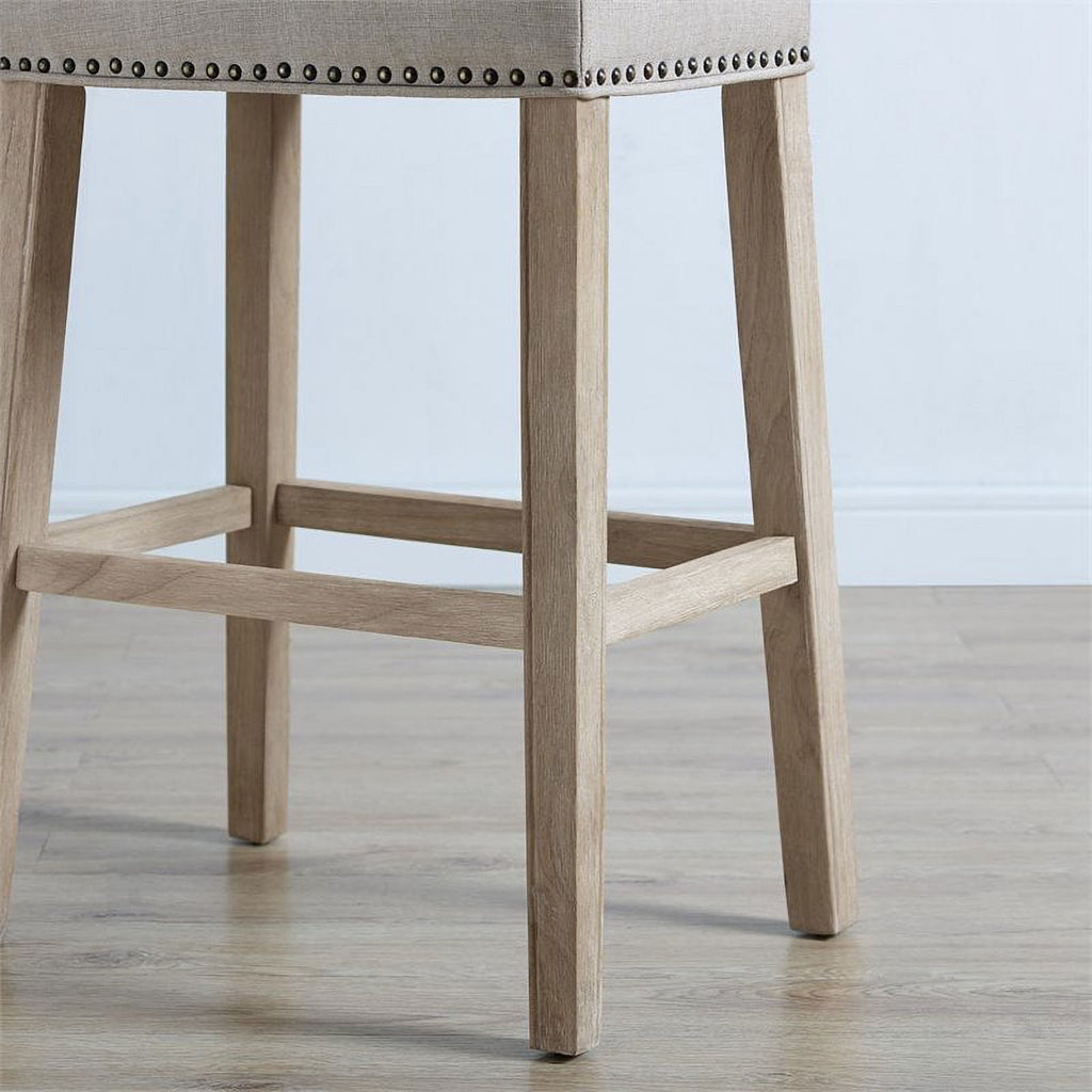 Fabric Upholstered Bar Stool in Tan (Set of 2) T3363
