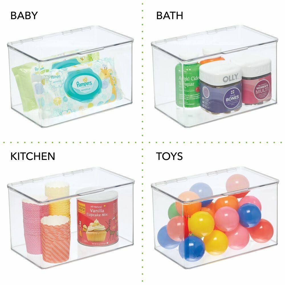 Clear Plastic Desk Organizer Bin Box, 8 Pack W5497