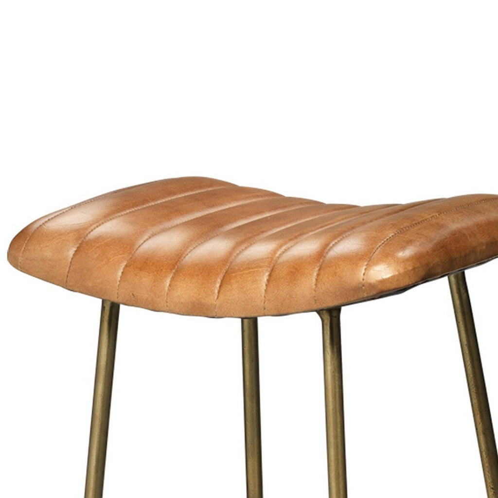 Gold and Brown Leatherette Bar Stool T435467