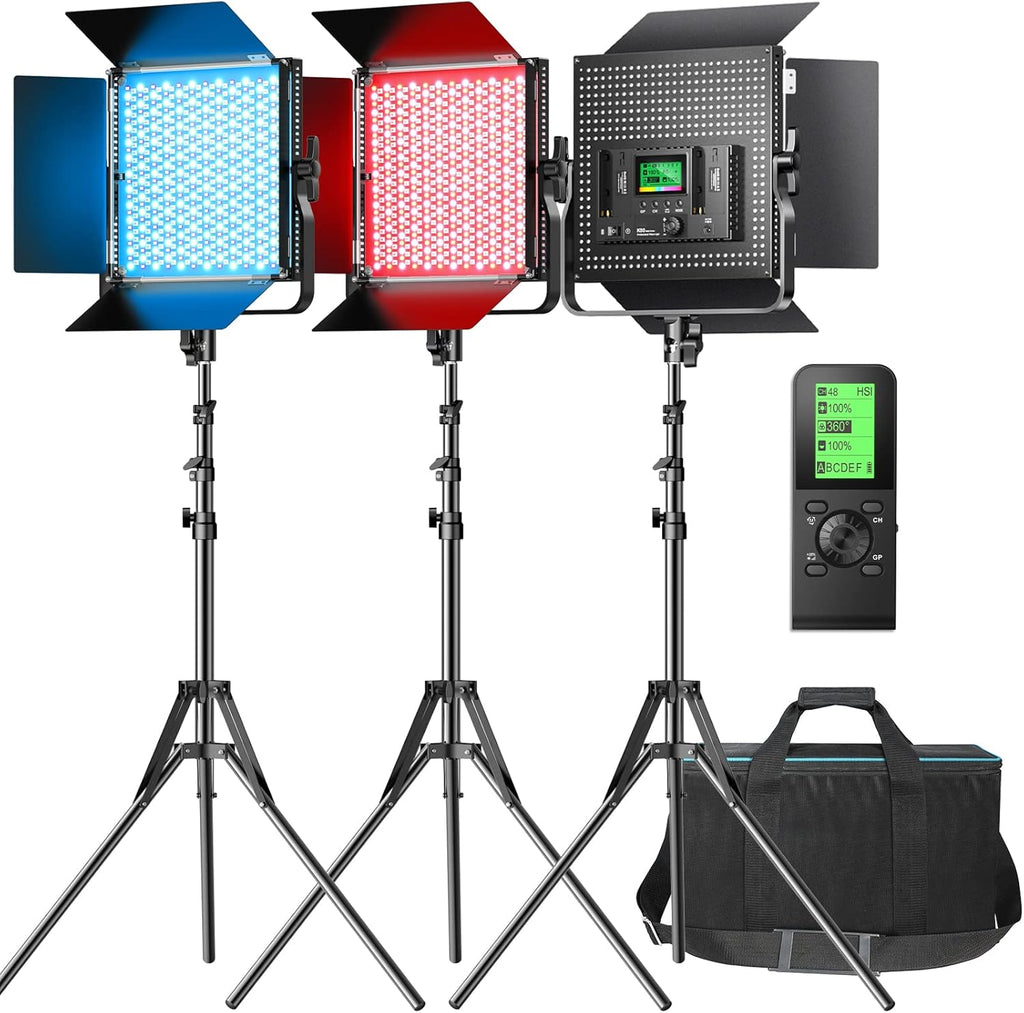 RGB LED Video Light, 3 Packs, CRI 97+ W9075