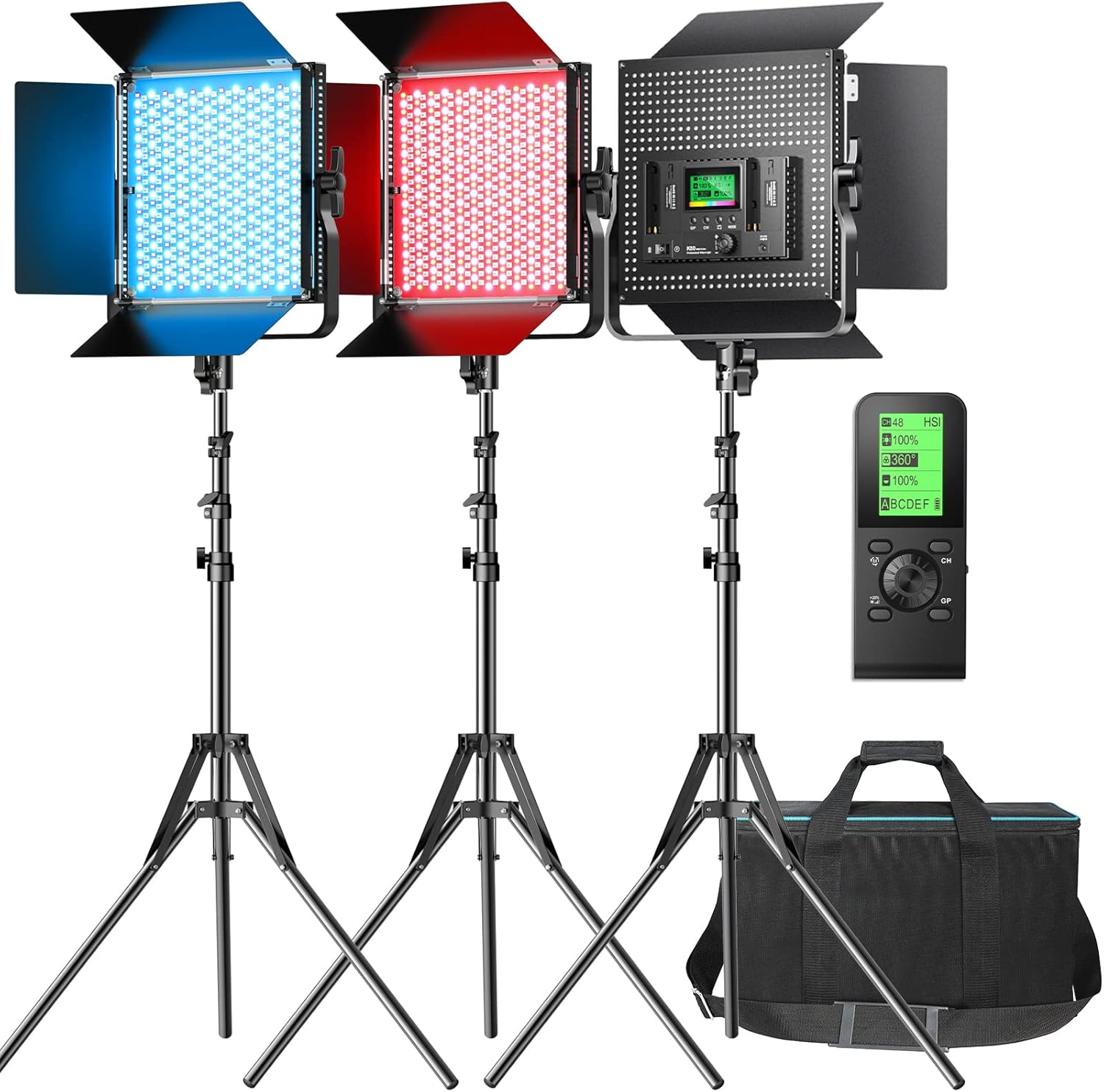 RGB LED Video Light, 3 Packs, CRI 97+ W9075