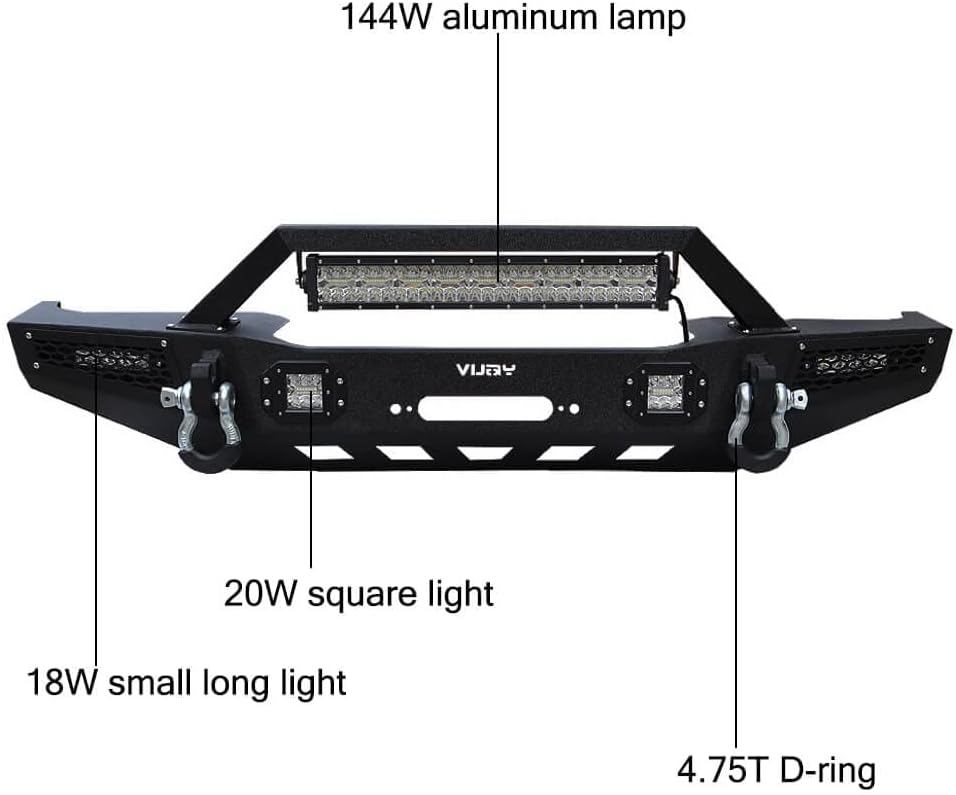 Front and Rear Bumper with LED Lights and Winch Plate and Tire Carrier X931859