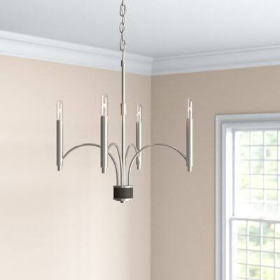 4-Light Candle Style Chandelier Brushed Nickel D3471