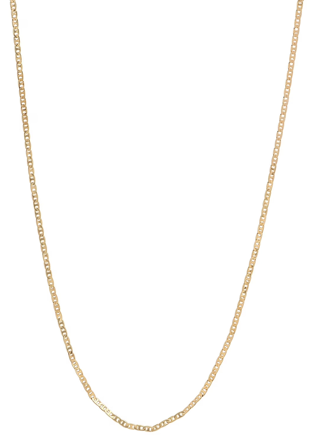 1.5mm 24k Yellow Gold Plated Flat Mariner Chain Necklace, 30 inches M908