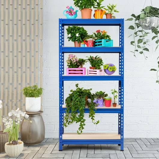 Blue 5-Tier Steel Heavy Duty Storage Shelving Unit K3199