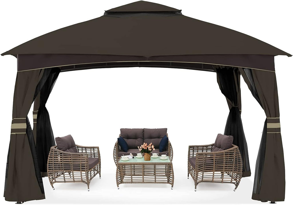 10x10 Outdoor Gazebo with Netting and Pole Coverings A84533