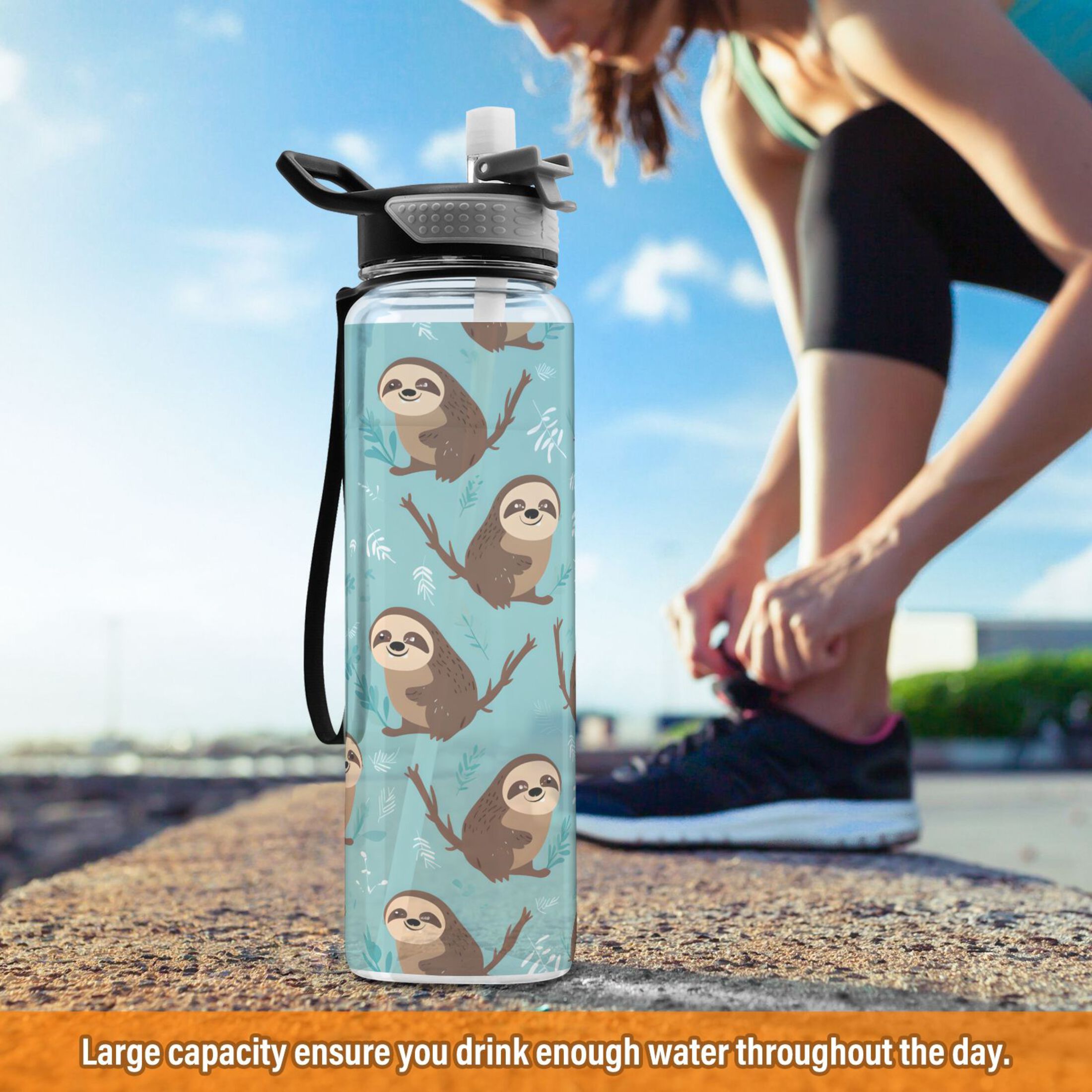 32oz Tritan Leakproof BPA Free Clear Water Bottle with Straw G54419