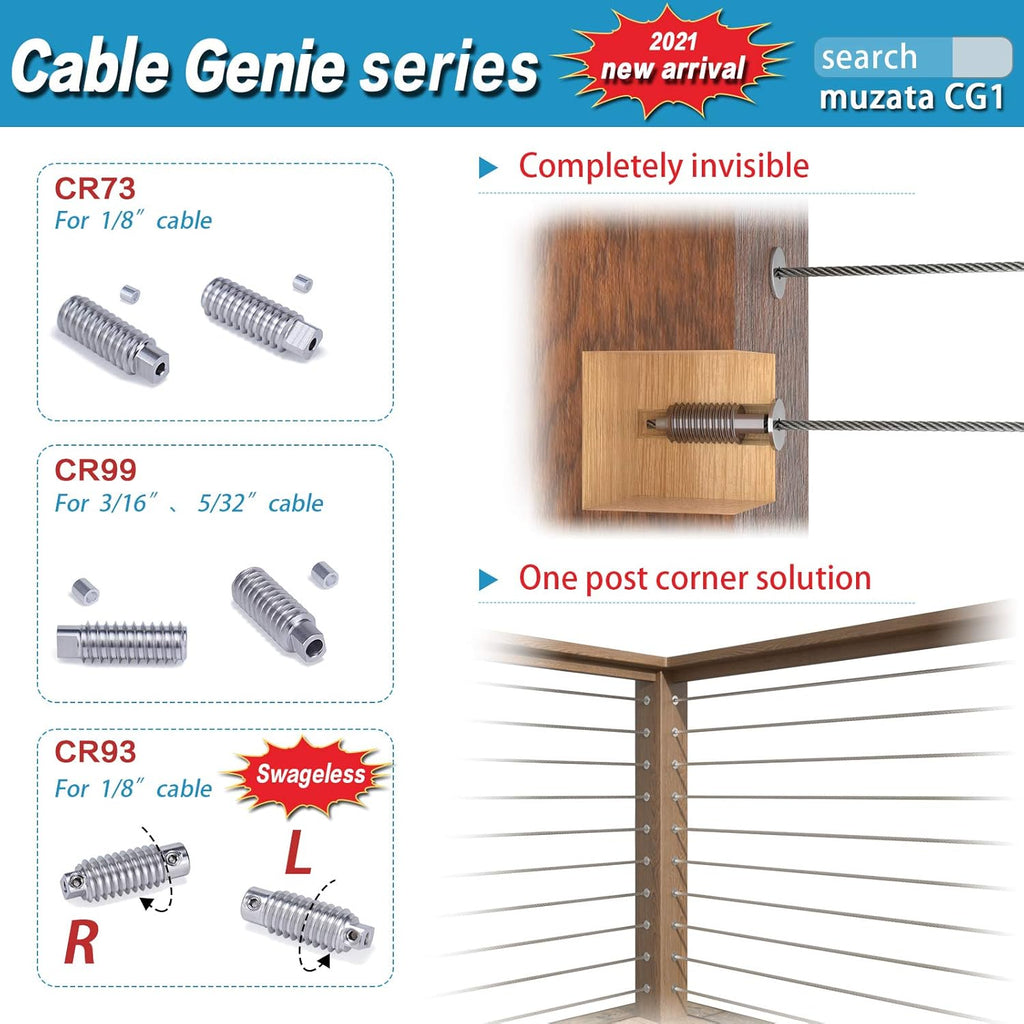 T316 Stainless Steel Cable Railing Kit Hardware Terminal End Fitting H386656