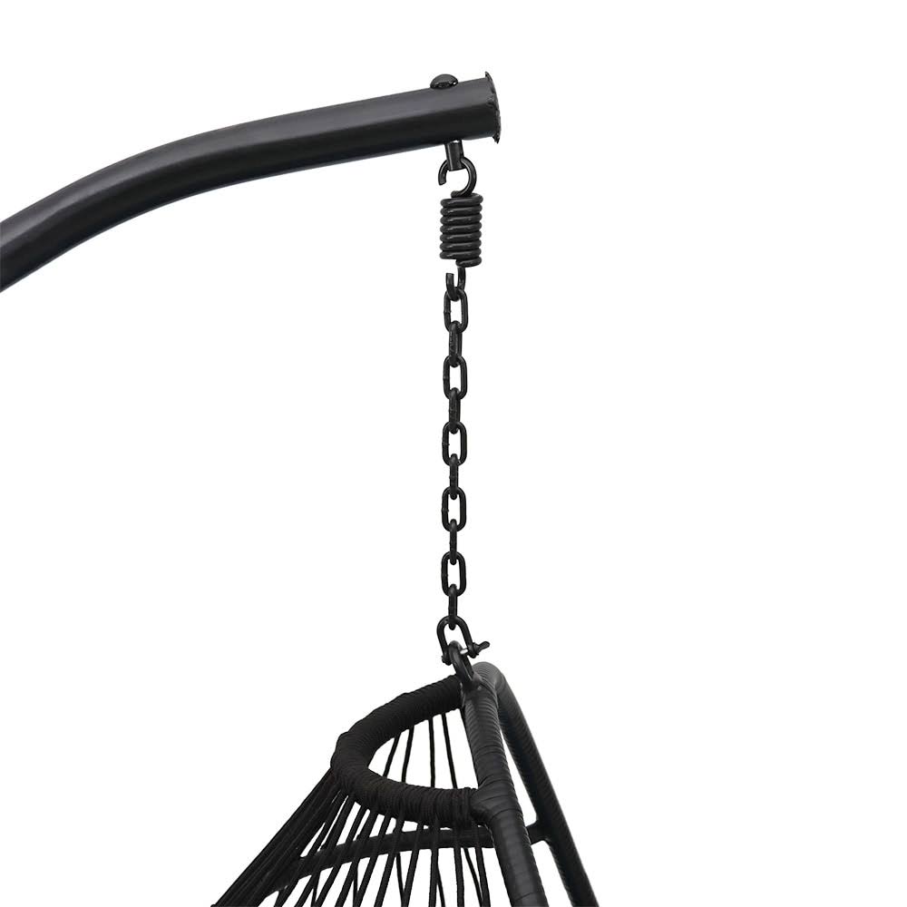 Blue Wicker Hanging Swing Chair with Cushion and Stand F9119