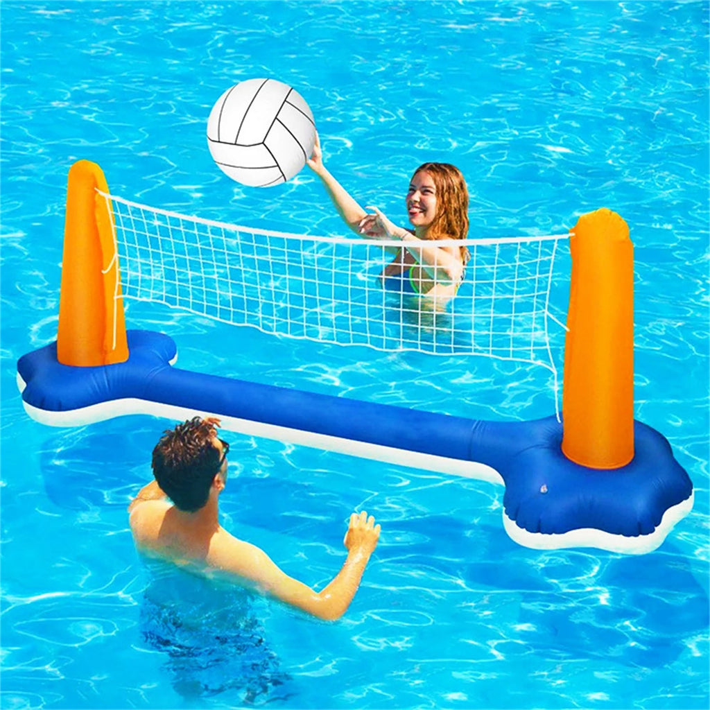 Inflatable Pool Float Set with Volleyball Net and Basketball Hoops K5397