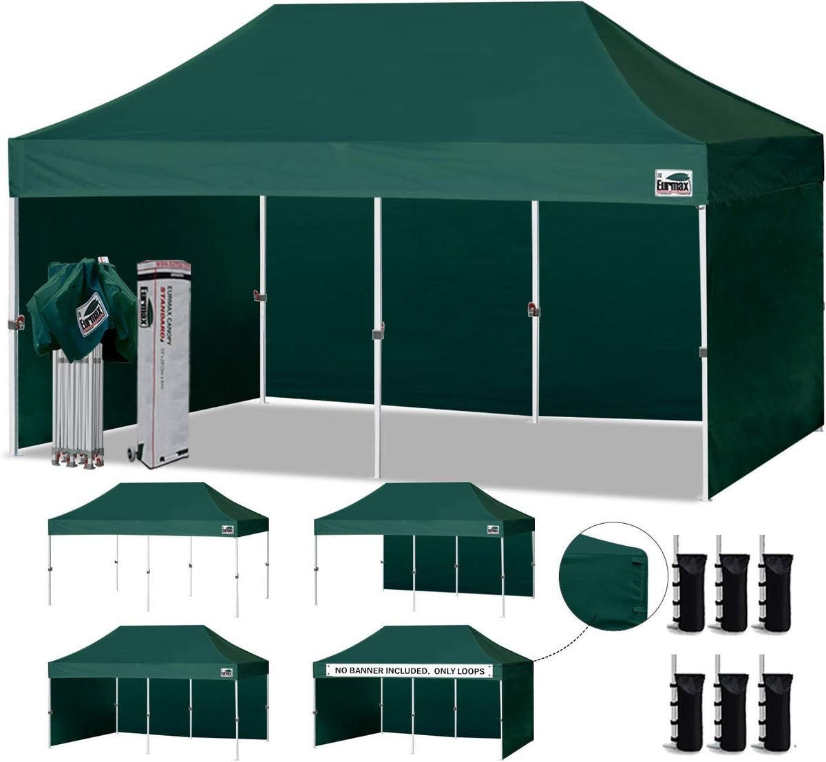 10'x10' Pop-up Canopy Tent with 4 Removable Side Walls and Roller Bag F578160