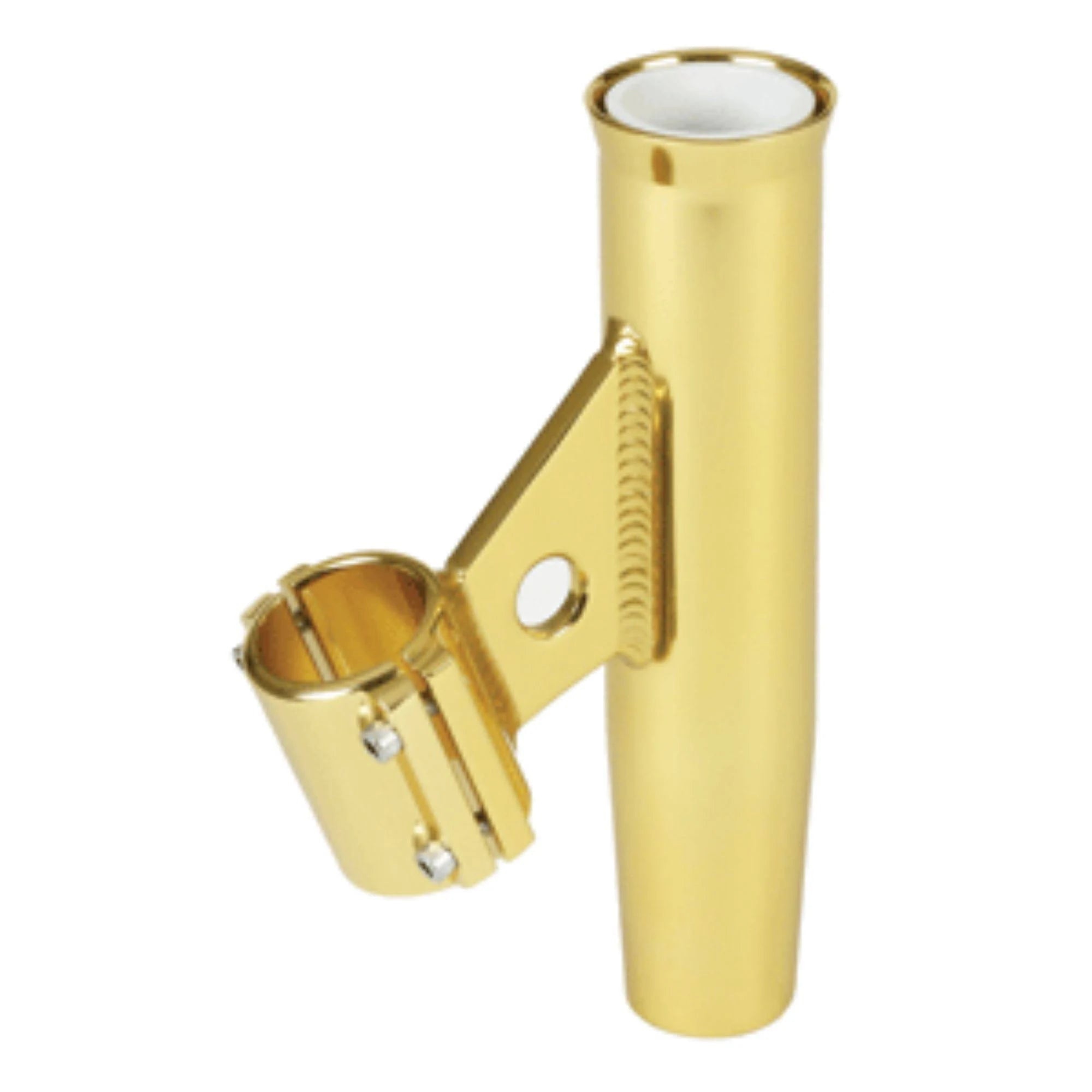 Clamp-On Rod Holder - Gold Aluminum - Vertical Mount - Fits 1.900x22 O.D. Pipe Q813829