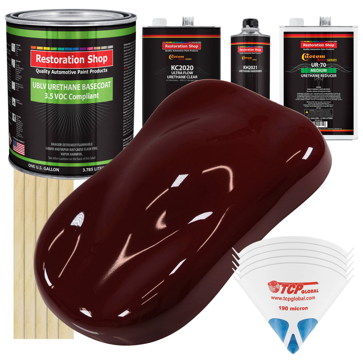 Carmine Red Low VOC Urethane Basecoat Clearcoat Car Auto Paint Complete Medium Gallon Kit M4497