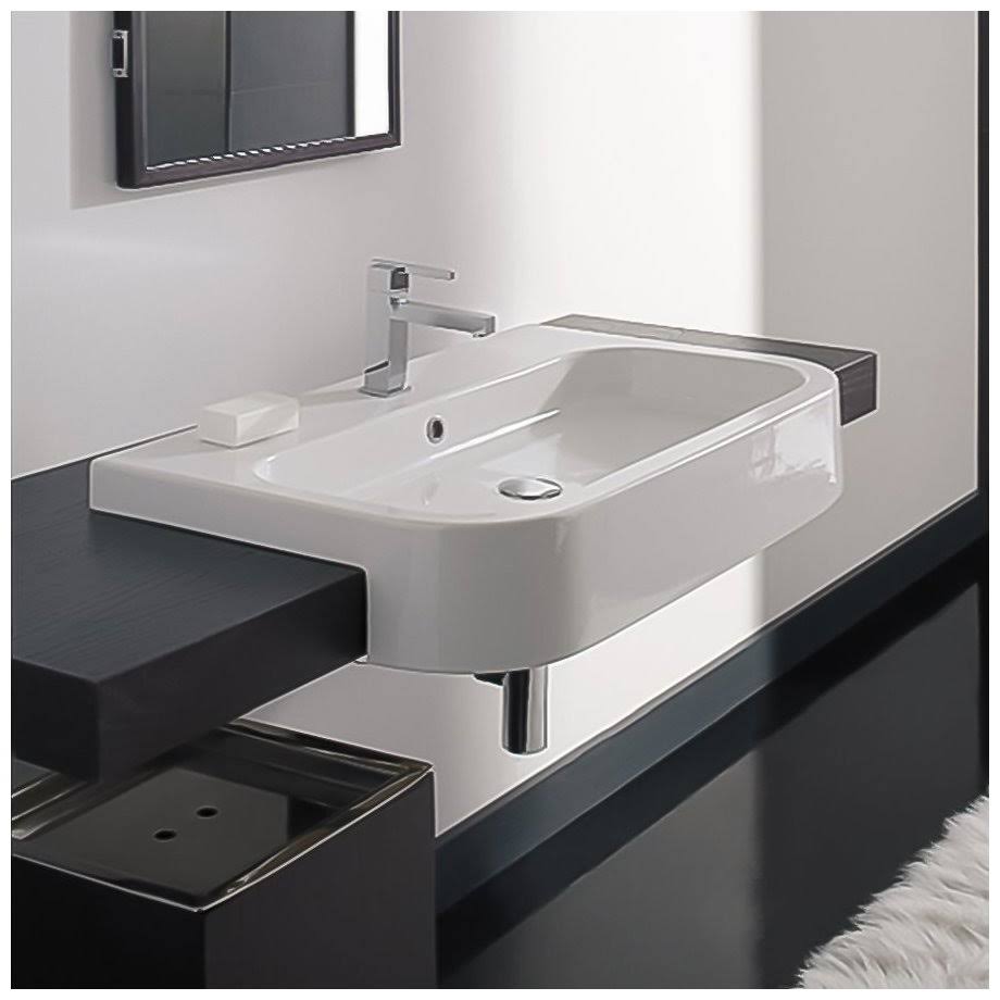 White Ceramic Recessed Bathroom Sink T4022