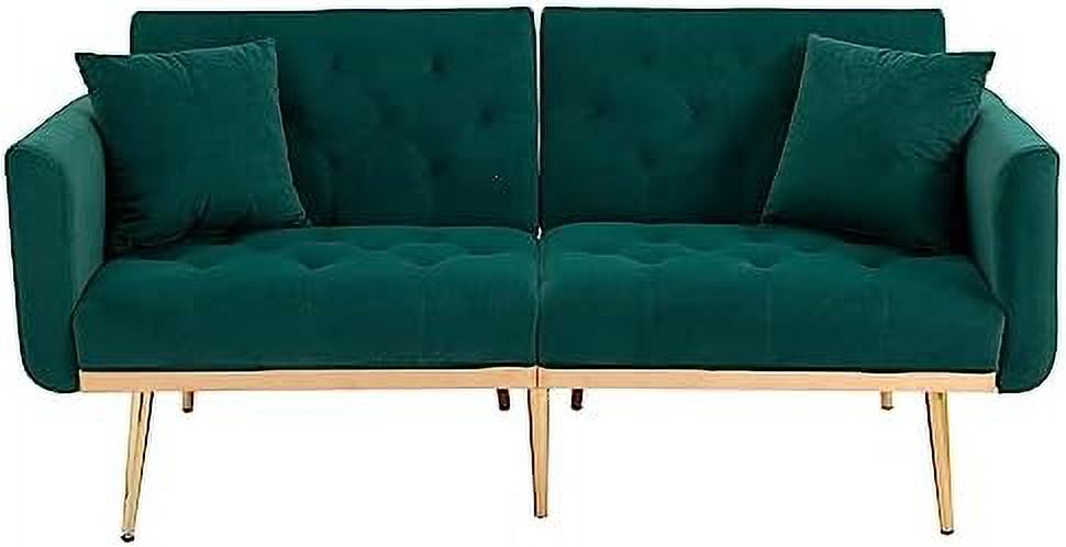 Beige Velvet Loveseat Sofa with 7 Gold Metal Legs E92742