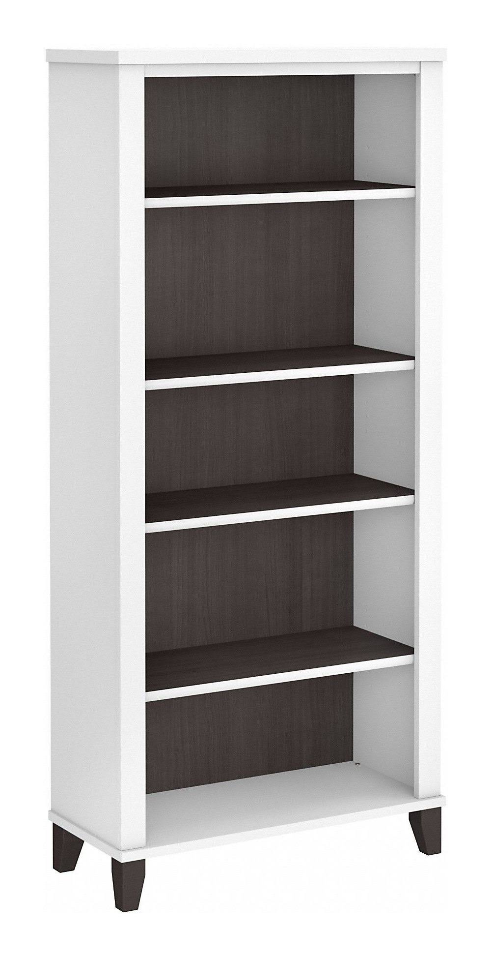 5-Shelf Bookcase in Storm Gray and White F5519