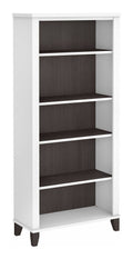 5-Shelf Bookcase in Storm Gray and White F5519