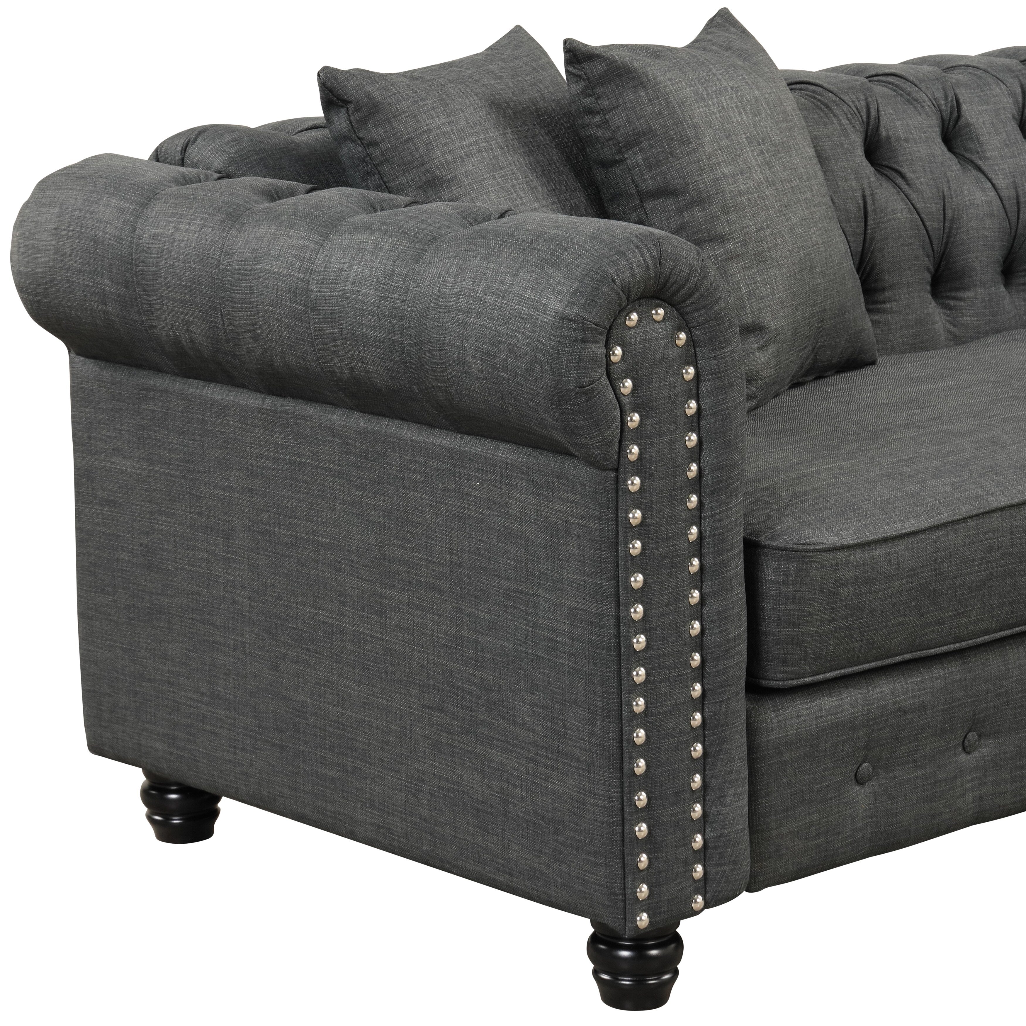 Grey Linen Chesterfield Sofa L69669