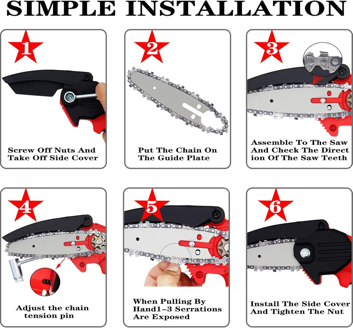 4 Inch Cordless Electric Chainsaw with 3 Lithium Batteries U475682