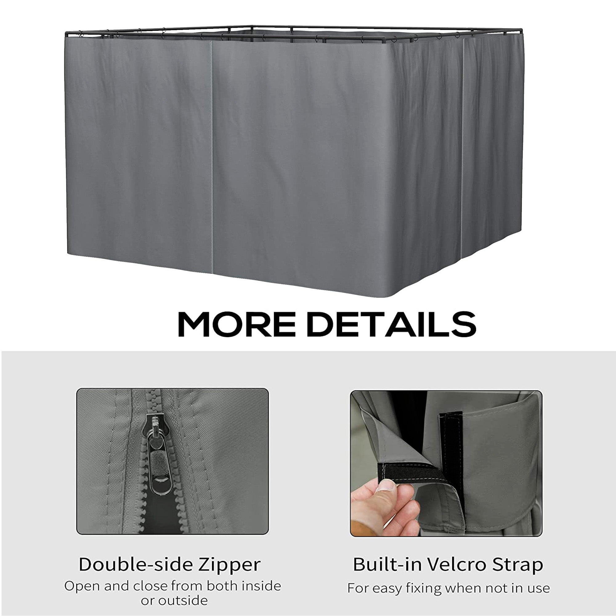 10x12 Ft 4-Side Gazebo Sidewall with Zippers H7231