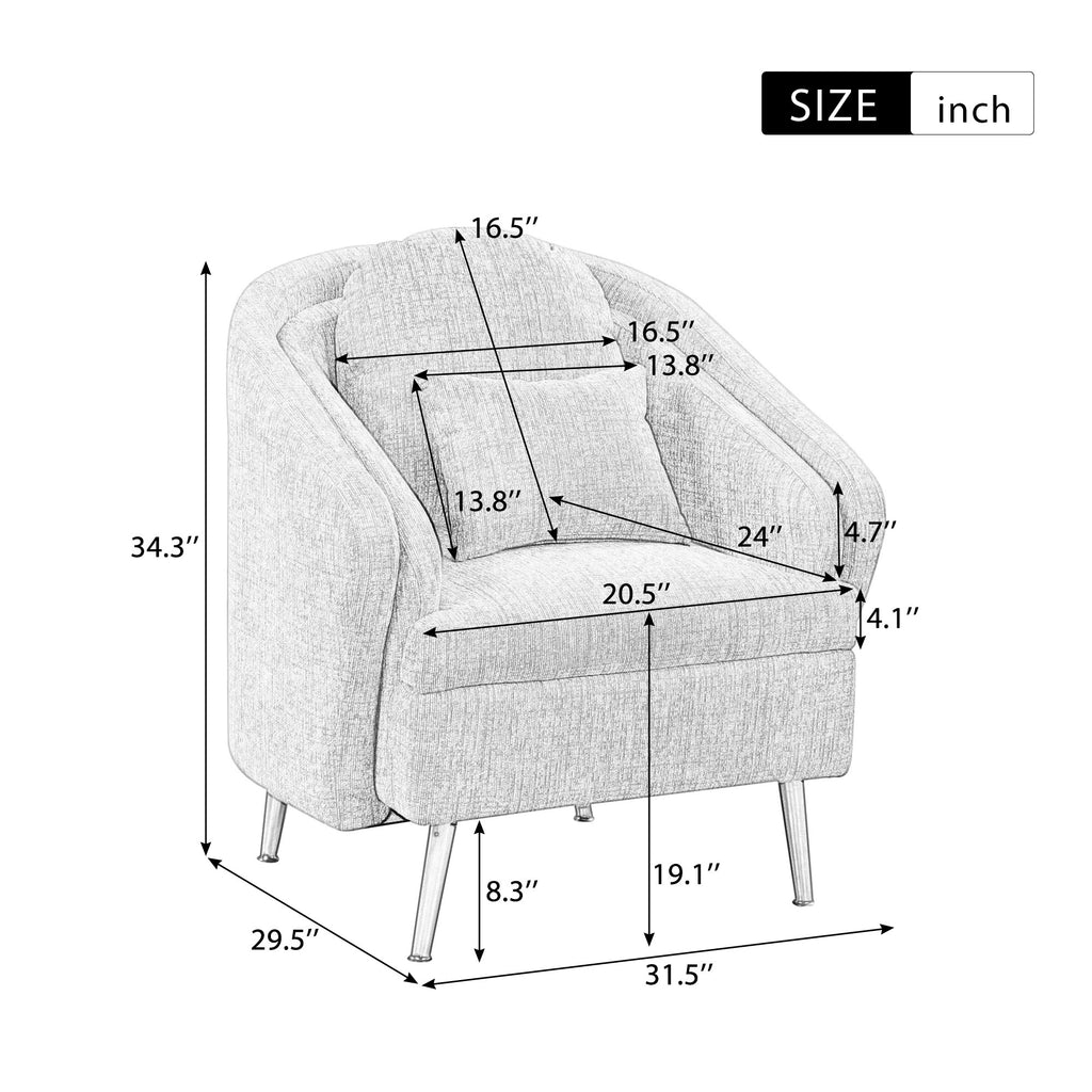 Seaweed Green Upholstered Accent Chair with Metal Legs Q345
