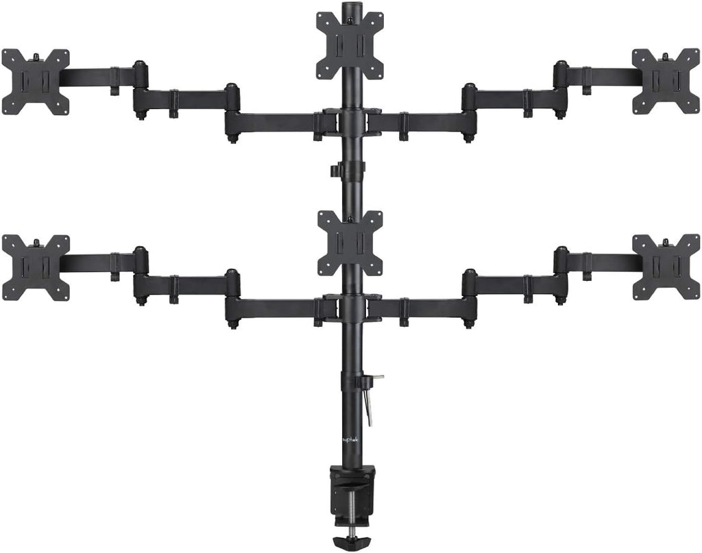 Quad LED LCD Monitor Stand up Desk Mount Extra Tall 31.5 inch Pole Heavy Duty Fully Adjustable Stand for 4 Screens up to 27 inch Pack of 2 P5312