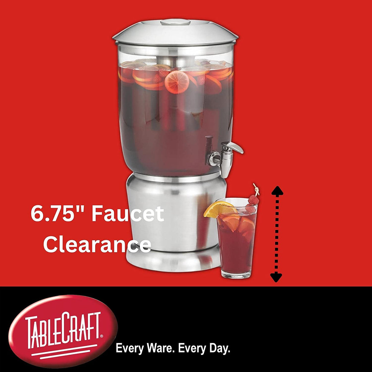 Gallon Drink Dispenser With Fruit Infuser & Stand, Tritan Stainless Steel K408