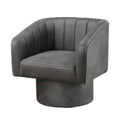Dark Gray Vegan Faux Leather Swivel Accent Chair K937